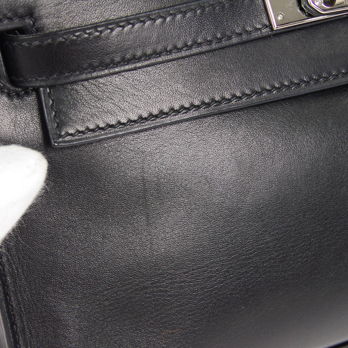 HERMES * POCHETTE KELLY Handbag Black Swift