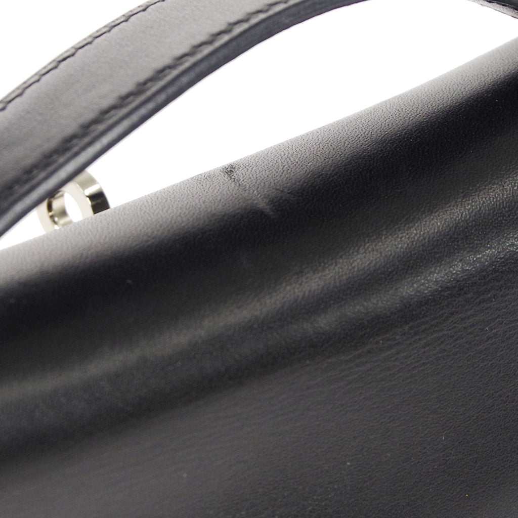 HERMES * POCHETTE KELLY Handbag Black Swift