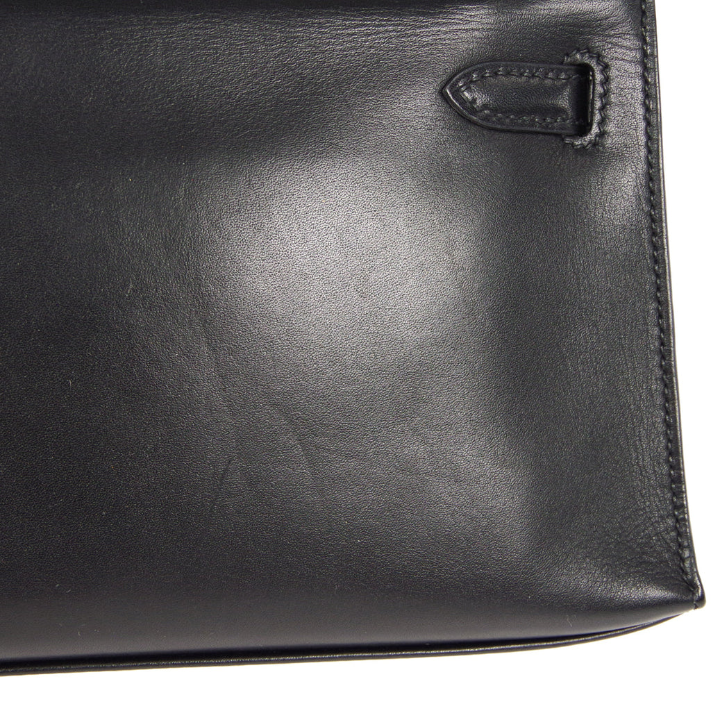 HERMES * POCHETTE KELLY Handbag Black Swift