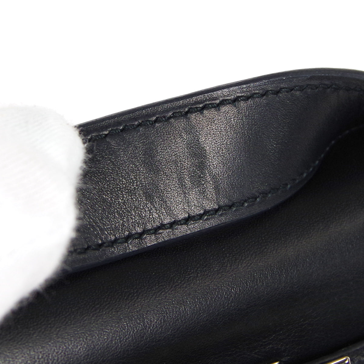 HERMES * POCHETTE KELLY Handbag Black Swift