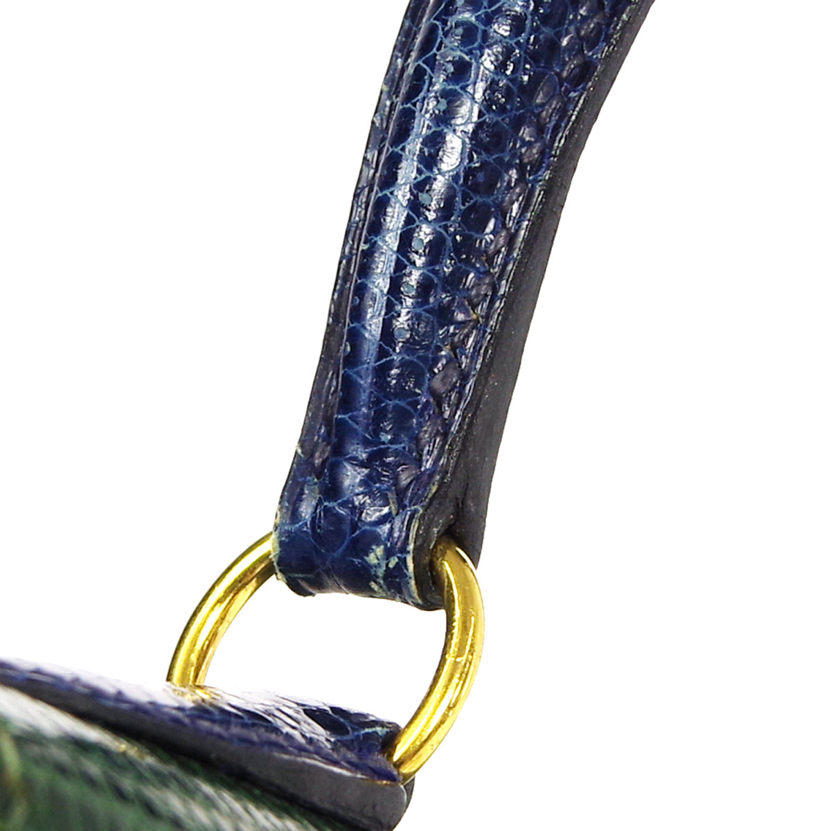 HERMES * KELLY 20 SELLIER 2way Shoulder Handbag Green Blue Lizard
