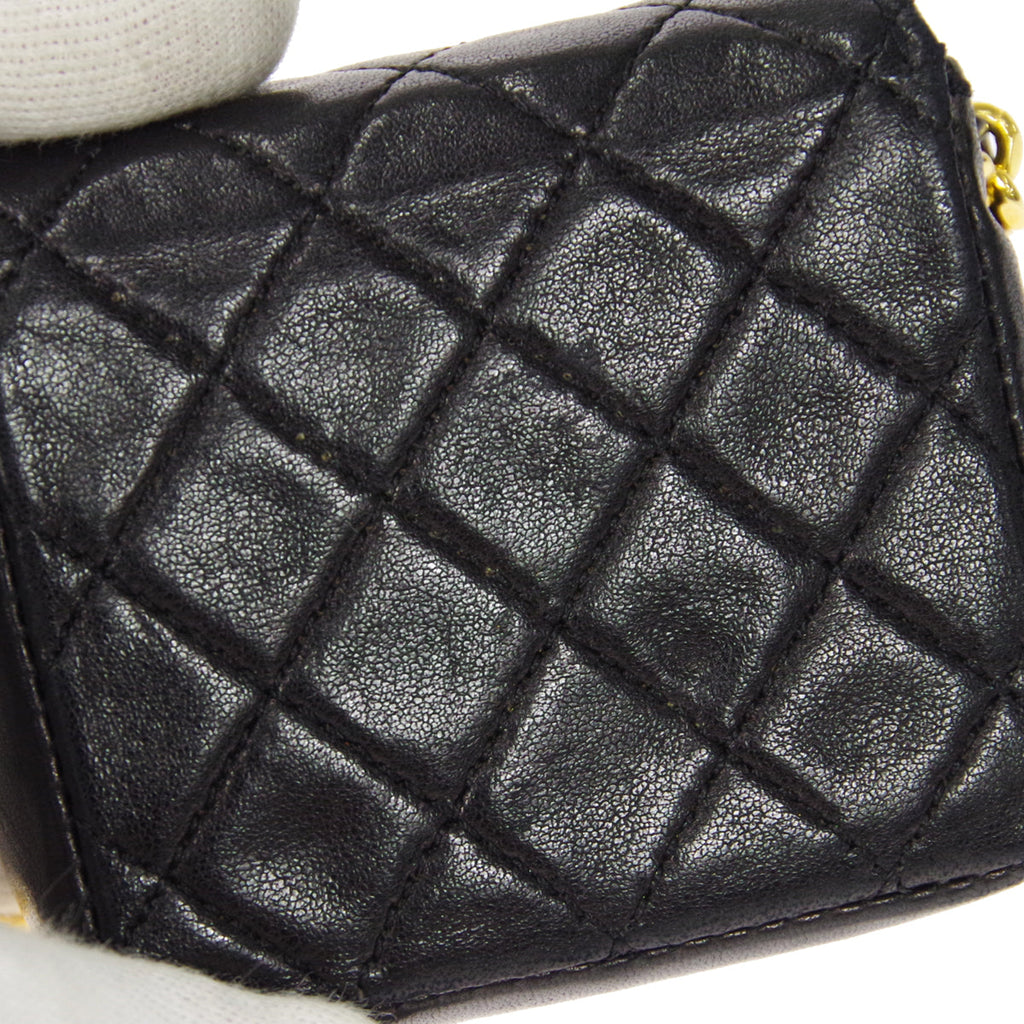 CHANEL Classic Flap Micro Shoulder Bag Black Lambskin 66439