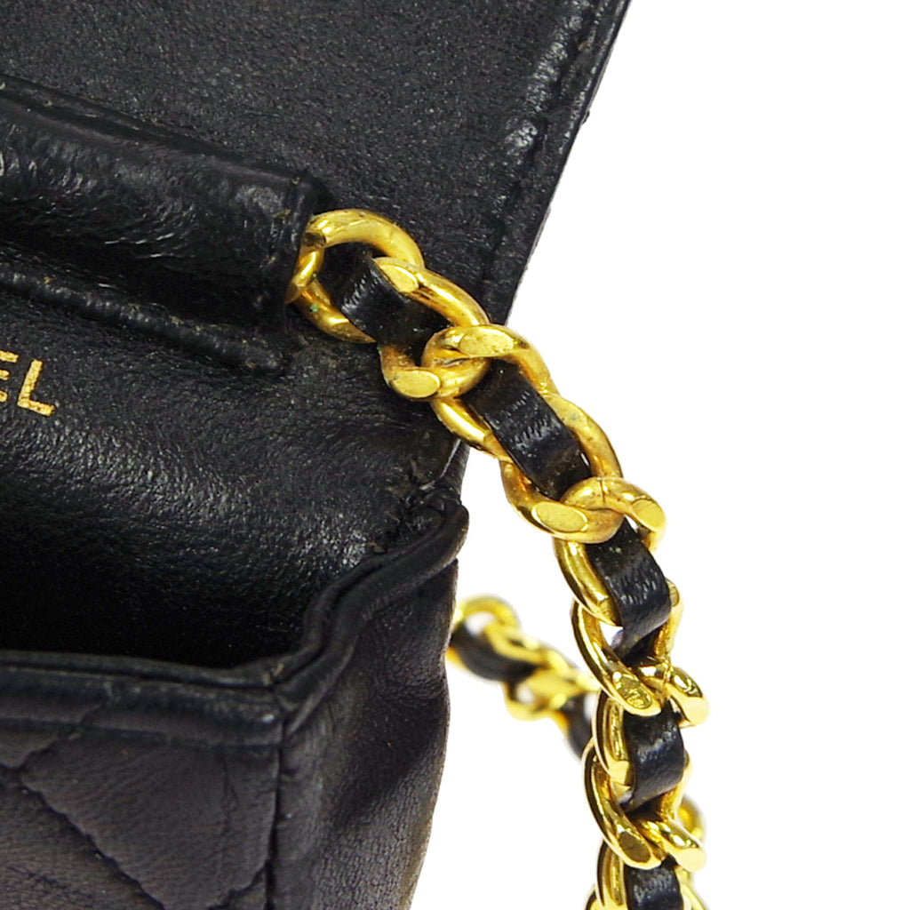 CHANEL Classic Flap Micro Shoulder Bag Black Lambskin 66439