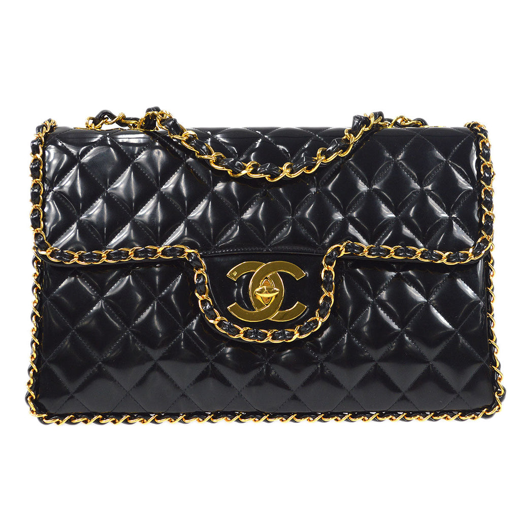 CHANEL Classic Flap Maxi Chain Shoulder Bag Black 26318