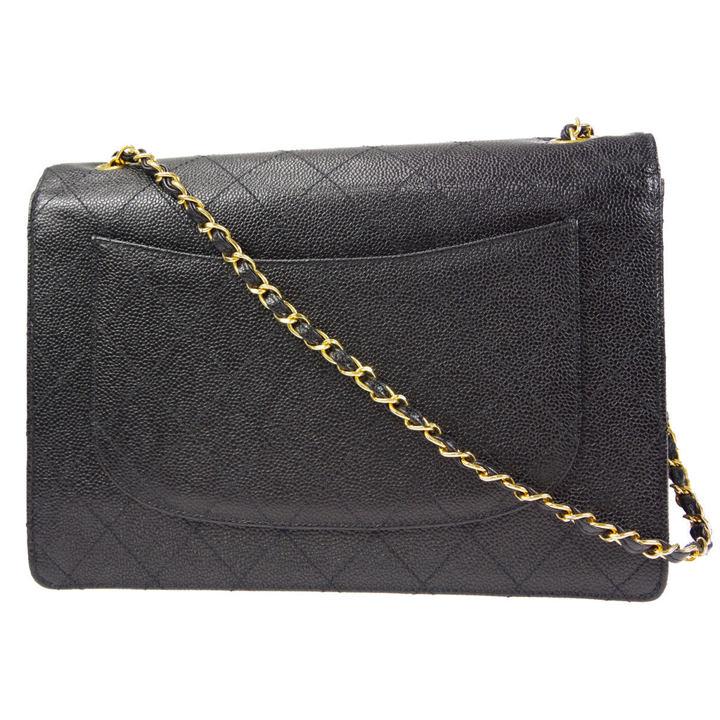 CHANEL 1997-1999 Flap Jumbo Black Caviar 66442