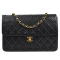 CHANEL Classic Single Flap Chain Shoulder Bag Black Lambskin 58016
