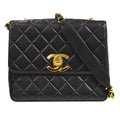 CHANEL Classic Flap Single Chain Shoulder Bag Black Lambskin 58094