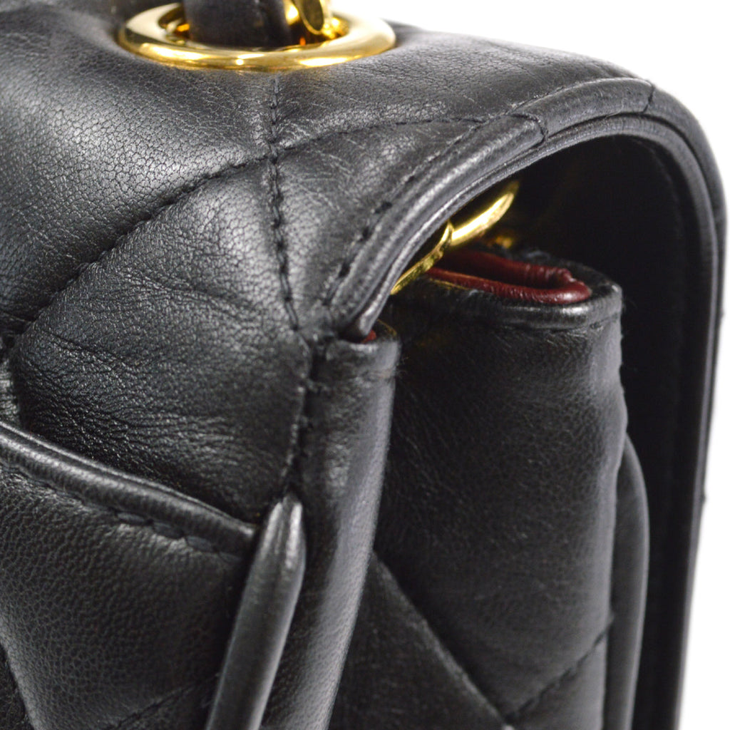 CHANEL Classic Flap Single Chain Shoulder Bag Black Lambskin 58094
