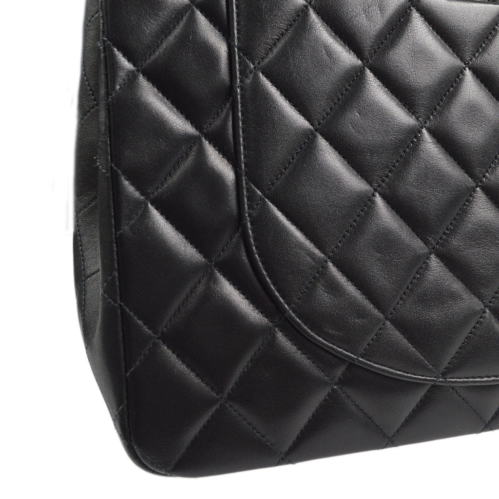 CHANEL Classic Flap Maxi Chain Shoulder Bag Black Lambskin 87293