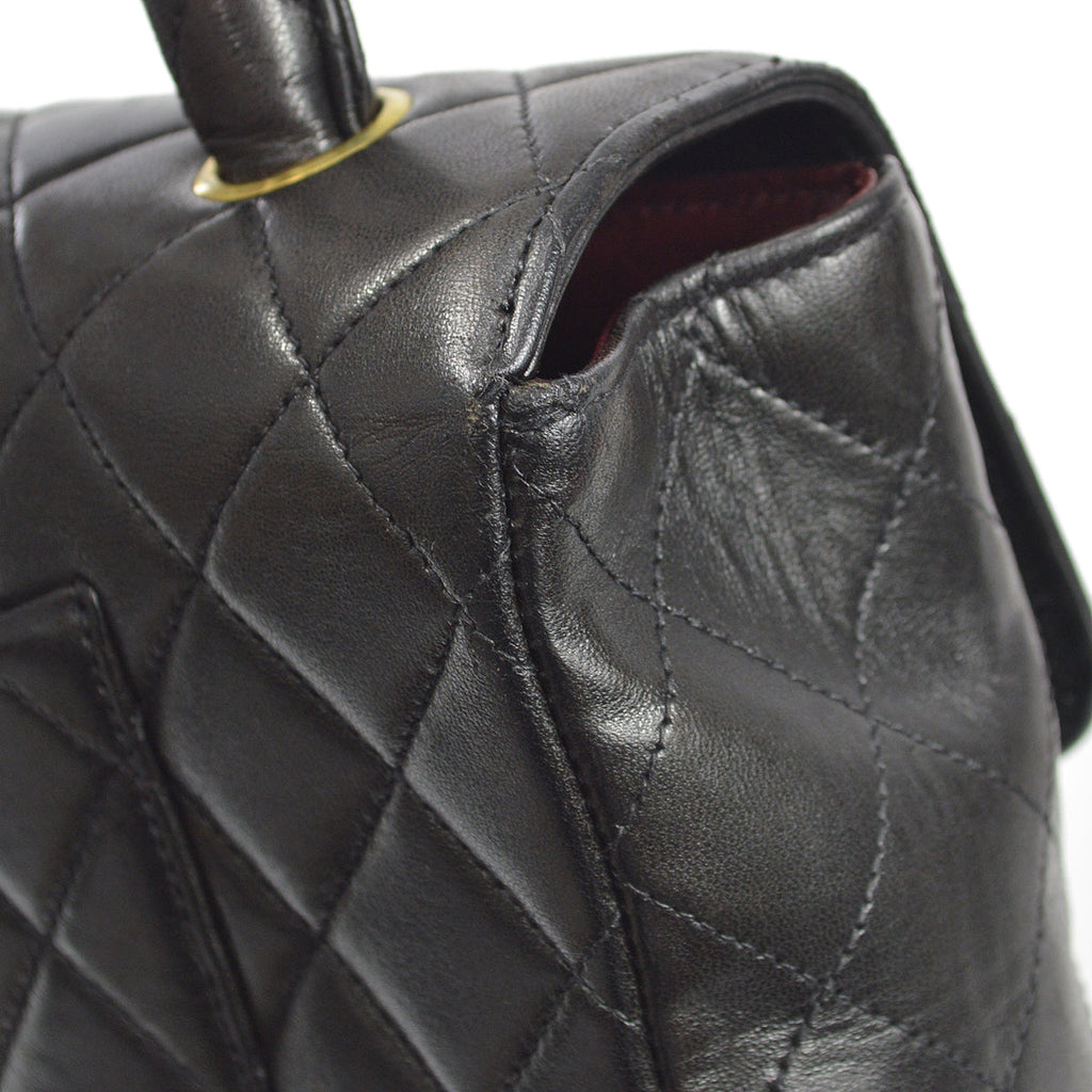 CHANEL Classic Single Flap Medium Handbag Black Lambskin 12123