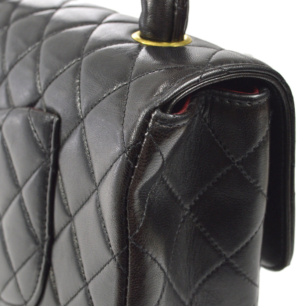 CHANEL Classic Single Flap Medium Handbag Black Lambskin 22577