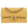 CHANEL Classic Double Flap Medium Shoulder Bag Beige Caviar 66603