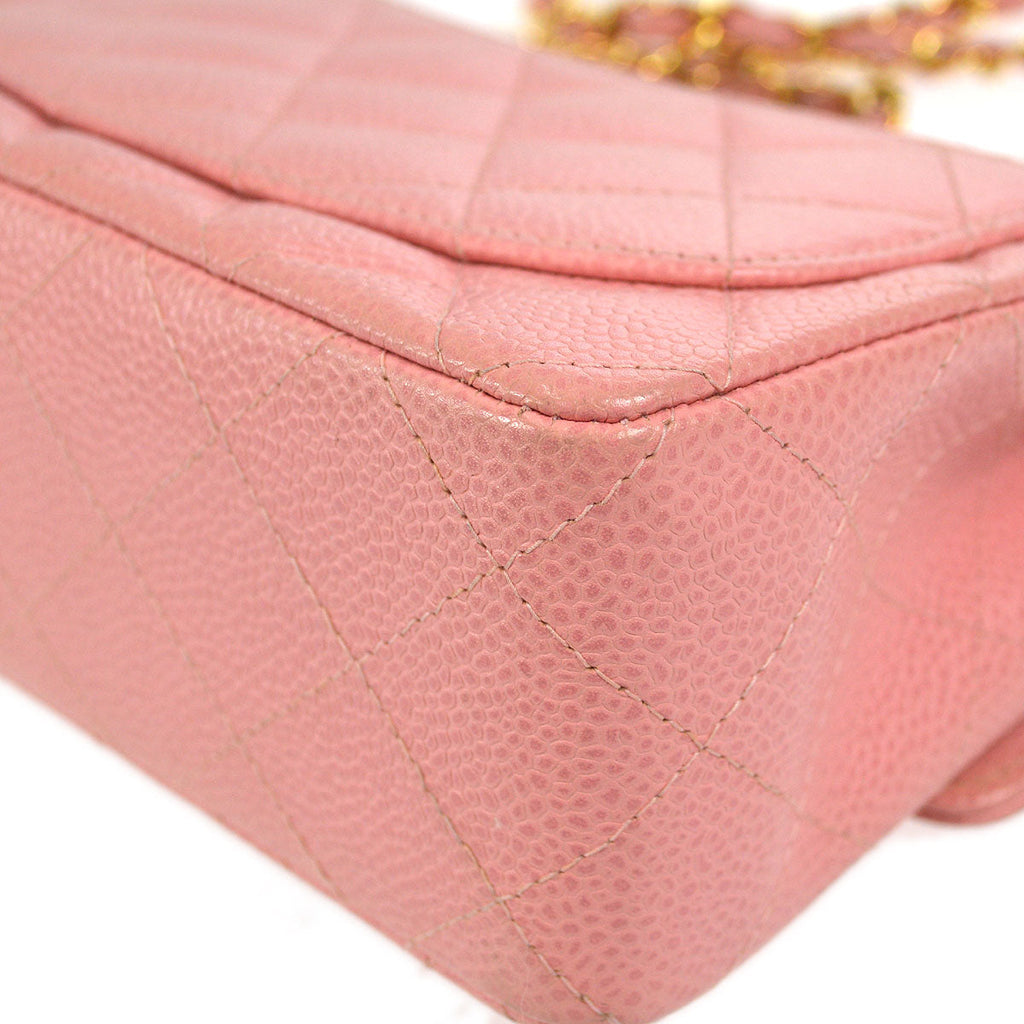 CHANEL Classic Flap Mini Square Chain Shoulder Bag Pink Caviar 96634