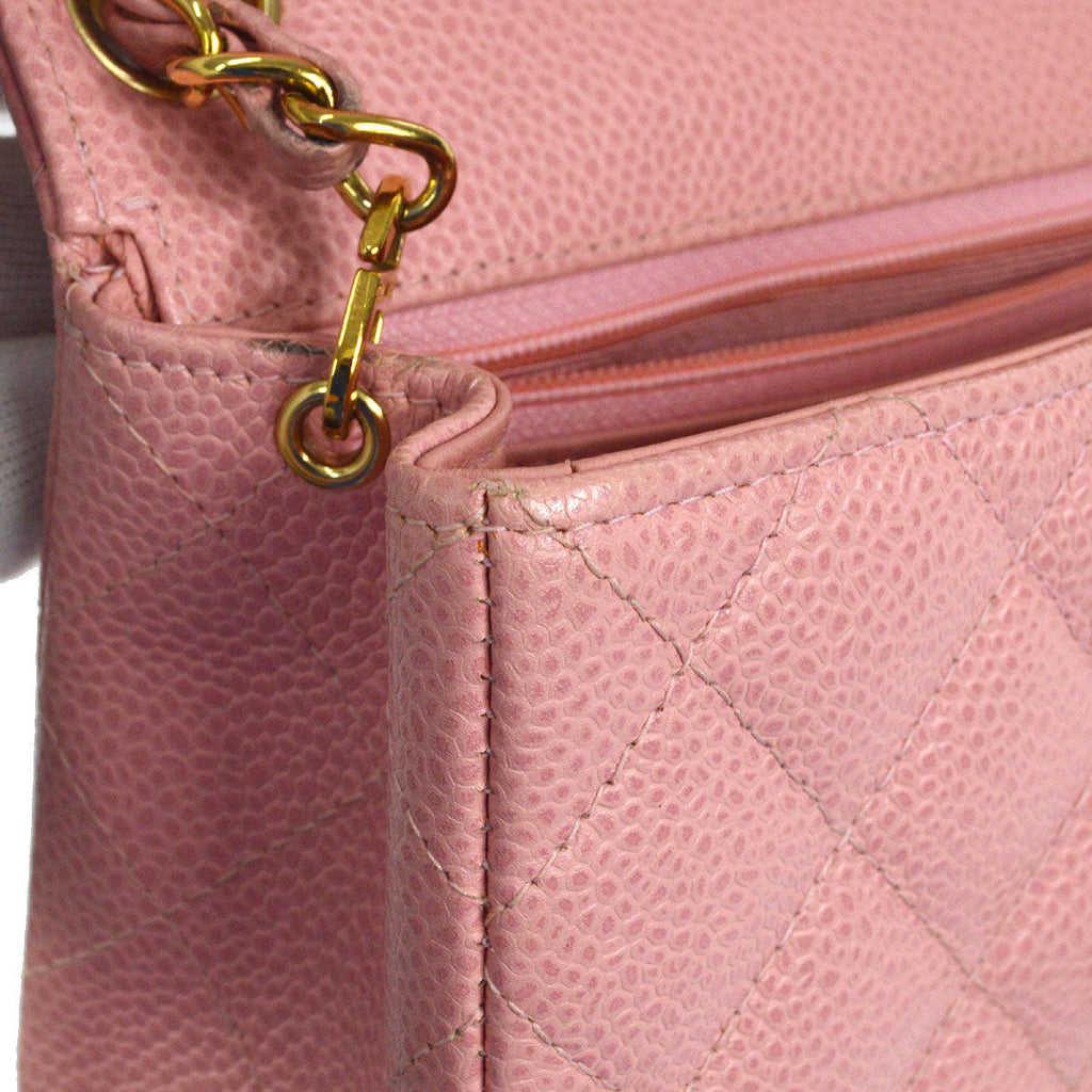 CHANEL Classic Flap Mini Square Chain Shoulder Bag Pink Caviar 96634