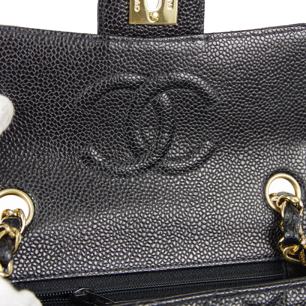 CHANEL Classic Flap Mini Square Chain Shoulder Bag Black Caviar 88000