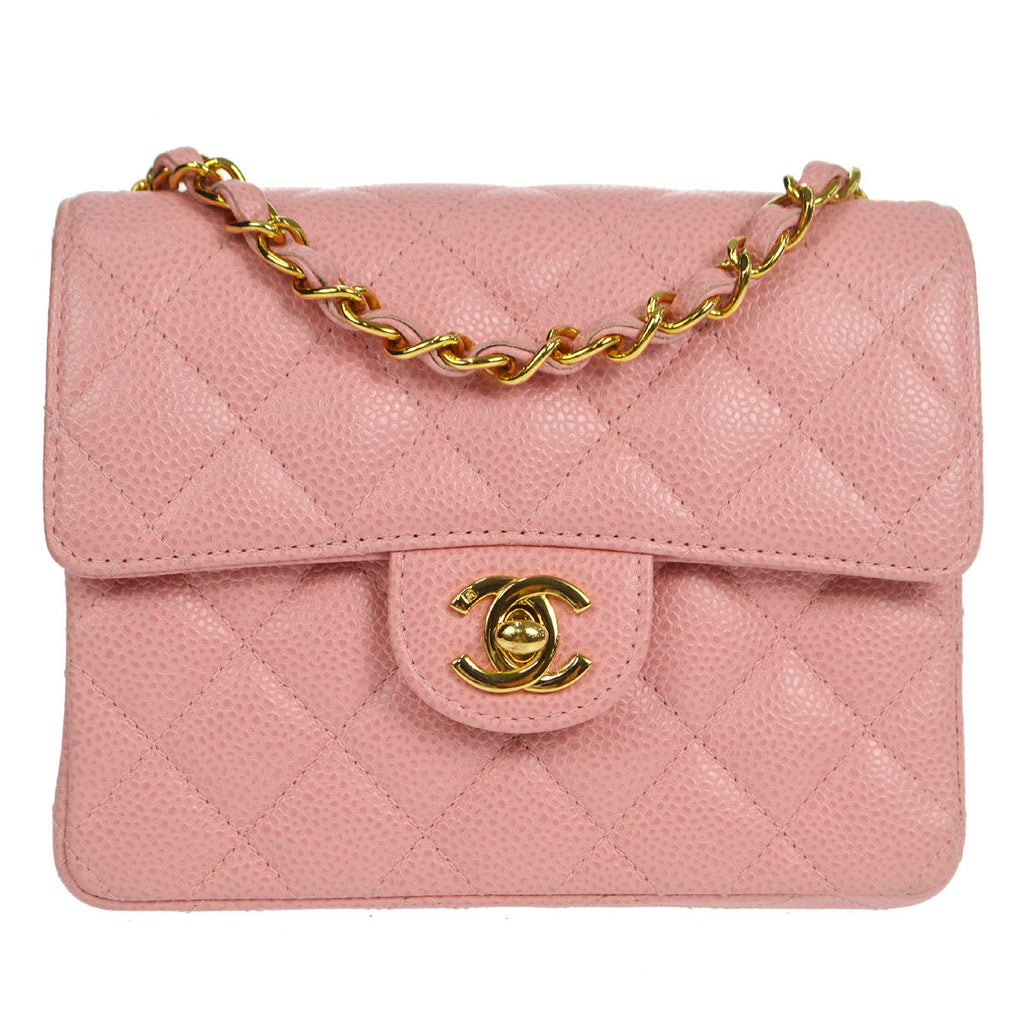 CHANEL★ 2004-2005 Classic Flap Mini Square 17 Pink Caviar 76897