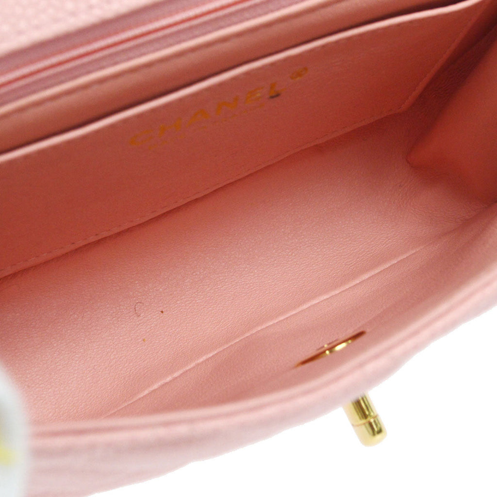 CHANEL★ 2004-2005 Classic Flap Mini Square 17 Pink Caviar 76897