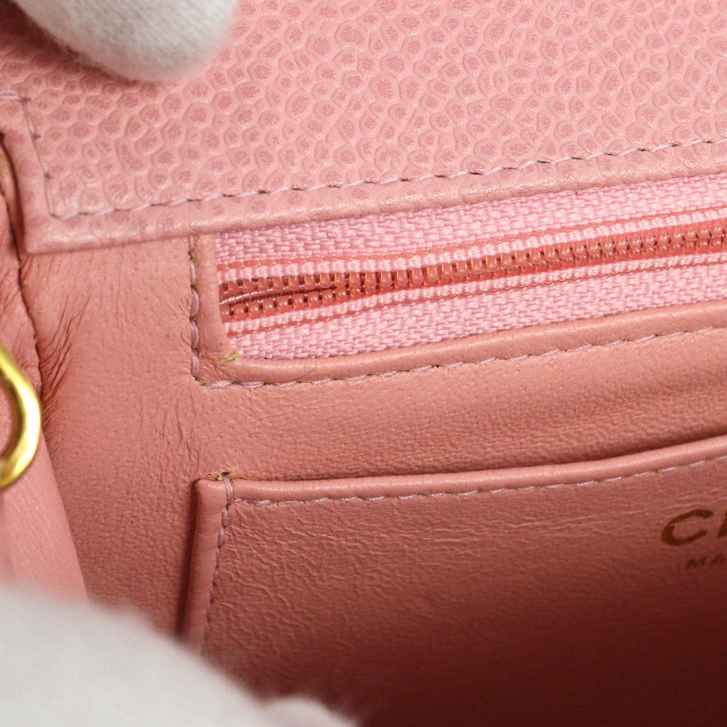CHANEL★ 2004-2005 Classic Flap Mini Square 17 Pink Caviar 76897