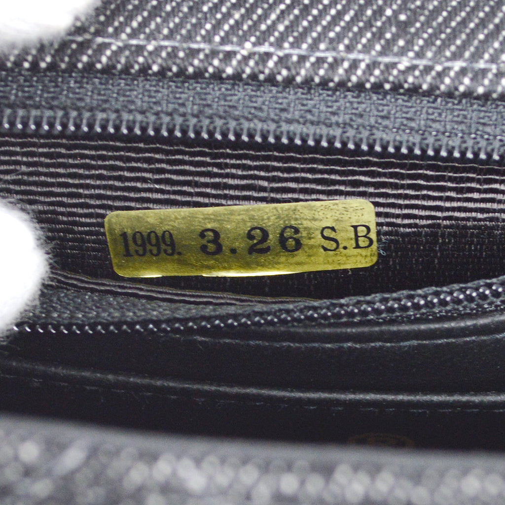 CHANEL 1997-1999 Classic Flap Mini Square 17 Black Denim 77473
