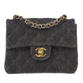 CHANEL 2001-2003 Classic Flap Mini Square 17 Black Denim 88001