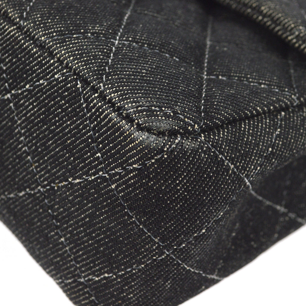 CHANEL 2001-2003 Classic Flap Mini Square 17 Black Denim 88001