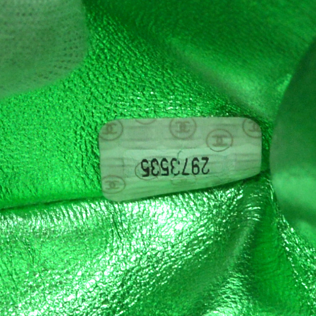 CHANEL 1994 Classic Flap Handbag Medium Metallic Green Lambskin 66857