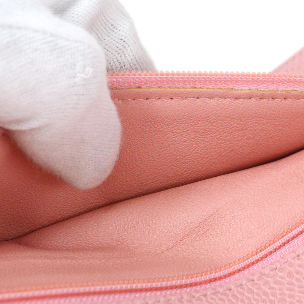 CHANEL Classic Double Flap Medium Shoulder Bag Pink Caviar 87881