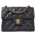 CHANEL 2003-2004 Classic Flap Mini Square 17 Black Caviar 87888