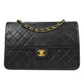 CHANEL 2000-2001 Turnlock Half Flap Medium Black Lambskin 96826