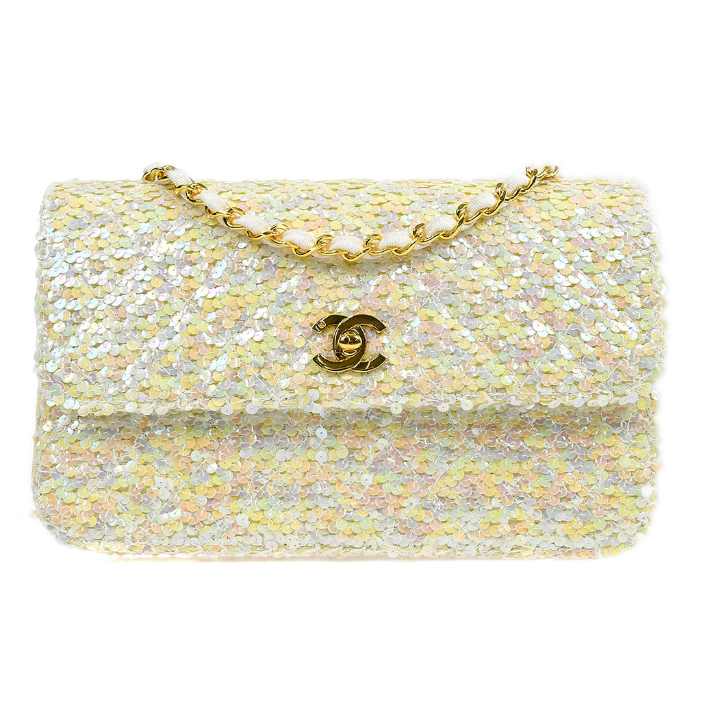 CHANEL * 1989-1991 Straight Flap Medium Sequin 67892