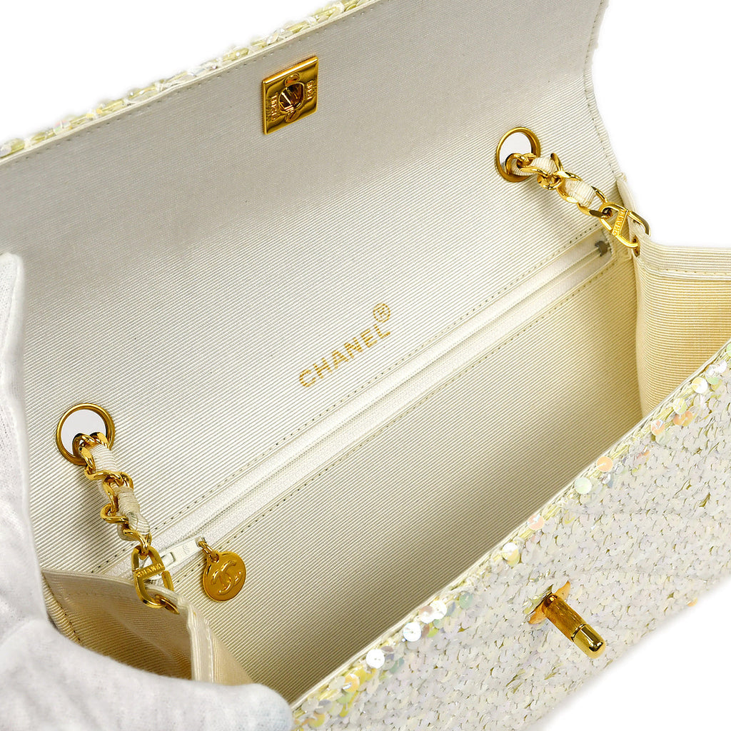 CHANEL * 1989-1991 Straight Flap Medium Sequin 67892