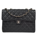 CHANEL Classic Flap Jumbo Double Chain Shoulder Bag Black Caviar 87978