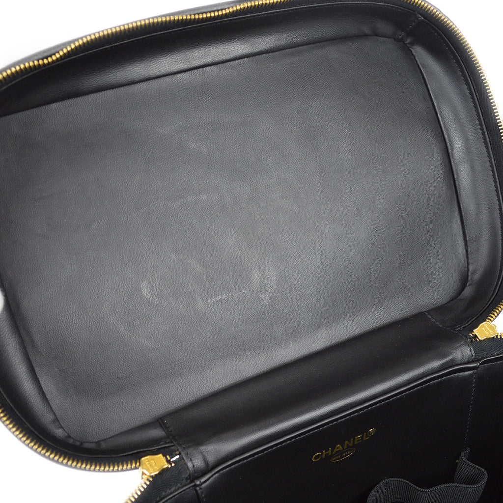 CHANEL 1994-1996 Timeless Vanity Handbag Black Caviar 68008