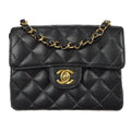 CHANEL 2003-2004 Classic Flap Mini Square 17 Black Caviar 78316