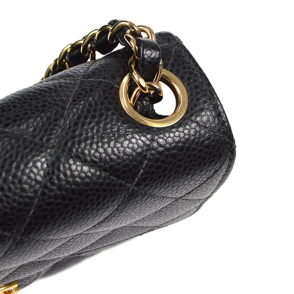 CHANEL 2003-2004 Classic Flap Mini Square 17 Black Caviar 78316