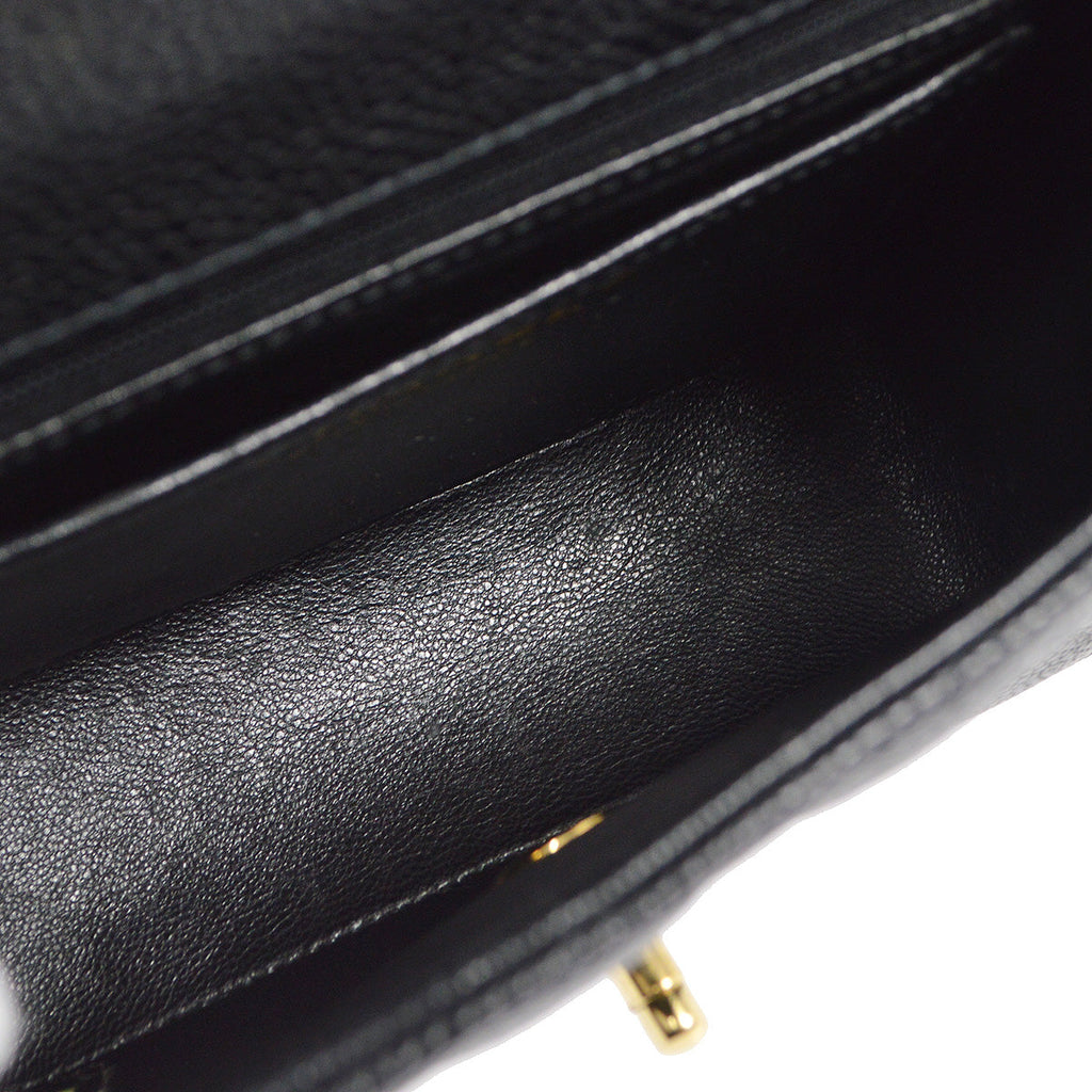 CHANEL 2003-2004 Classic Flap Mini Square 17 Black Caviar 78316