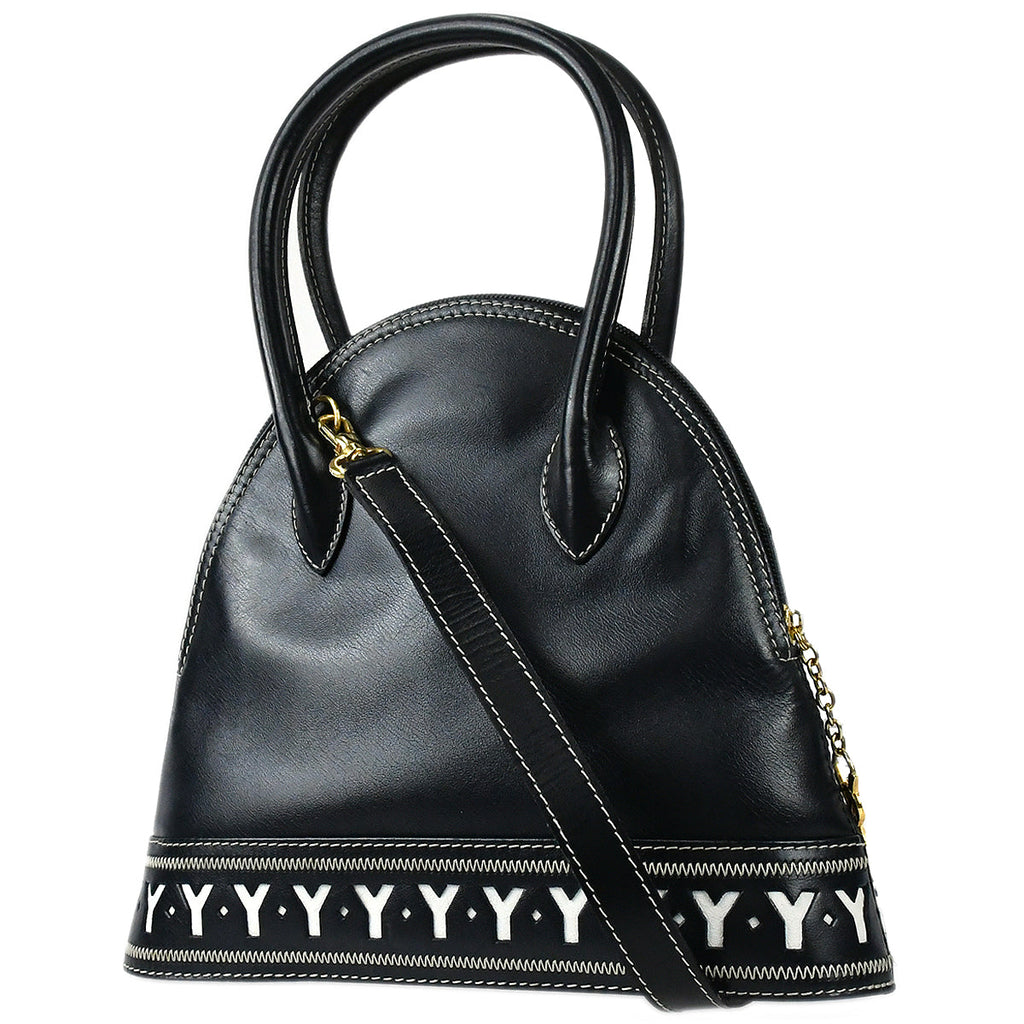 YVES SAINT LAURENT 2way Shoulder Handbag Navy 78325