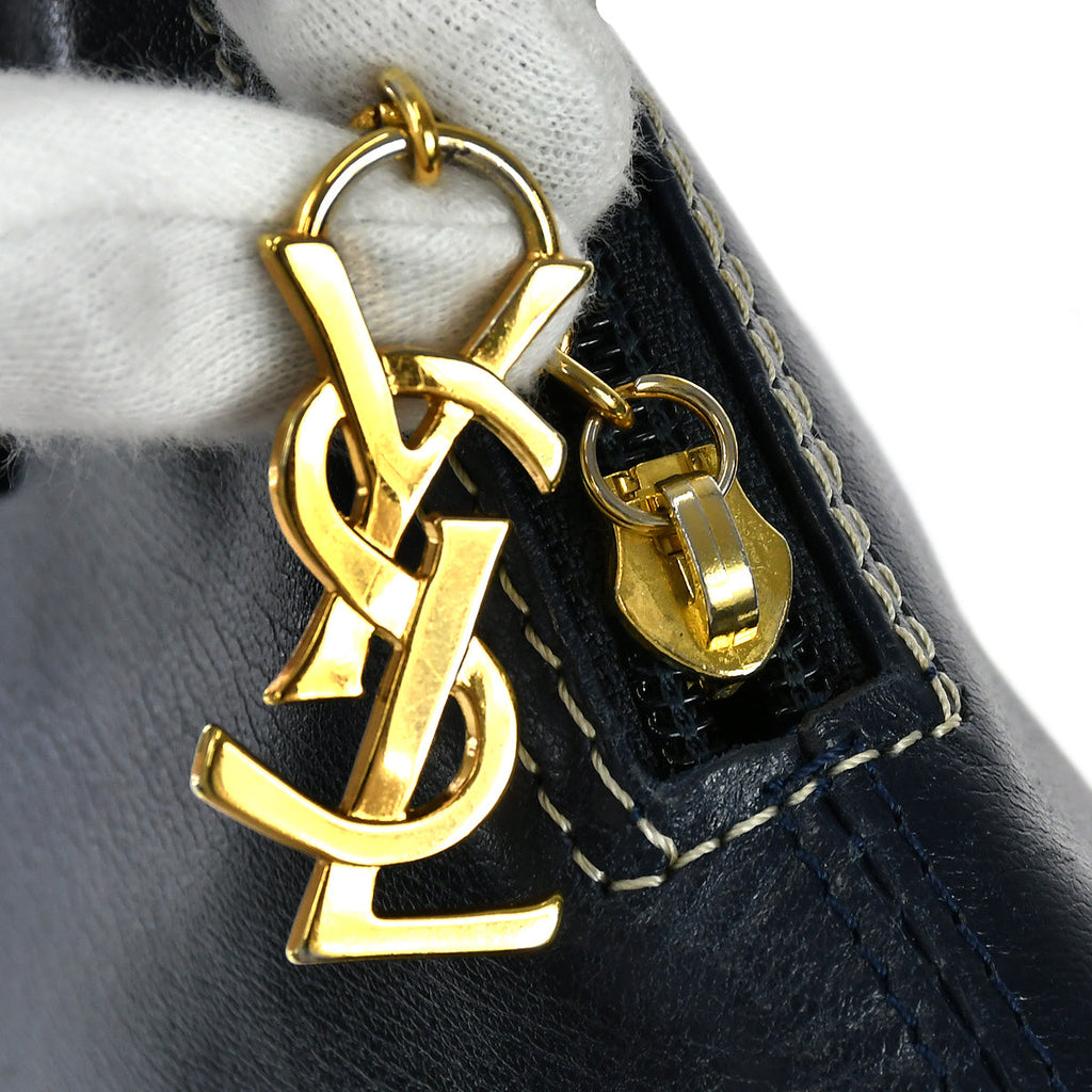 YVES SAINT LAURENT 2way Shoulder Handbag Navy 78325