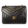 CHANEL V Stitch Mademoiselle Double Chain Shoulder Bag Lambskin 87798