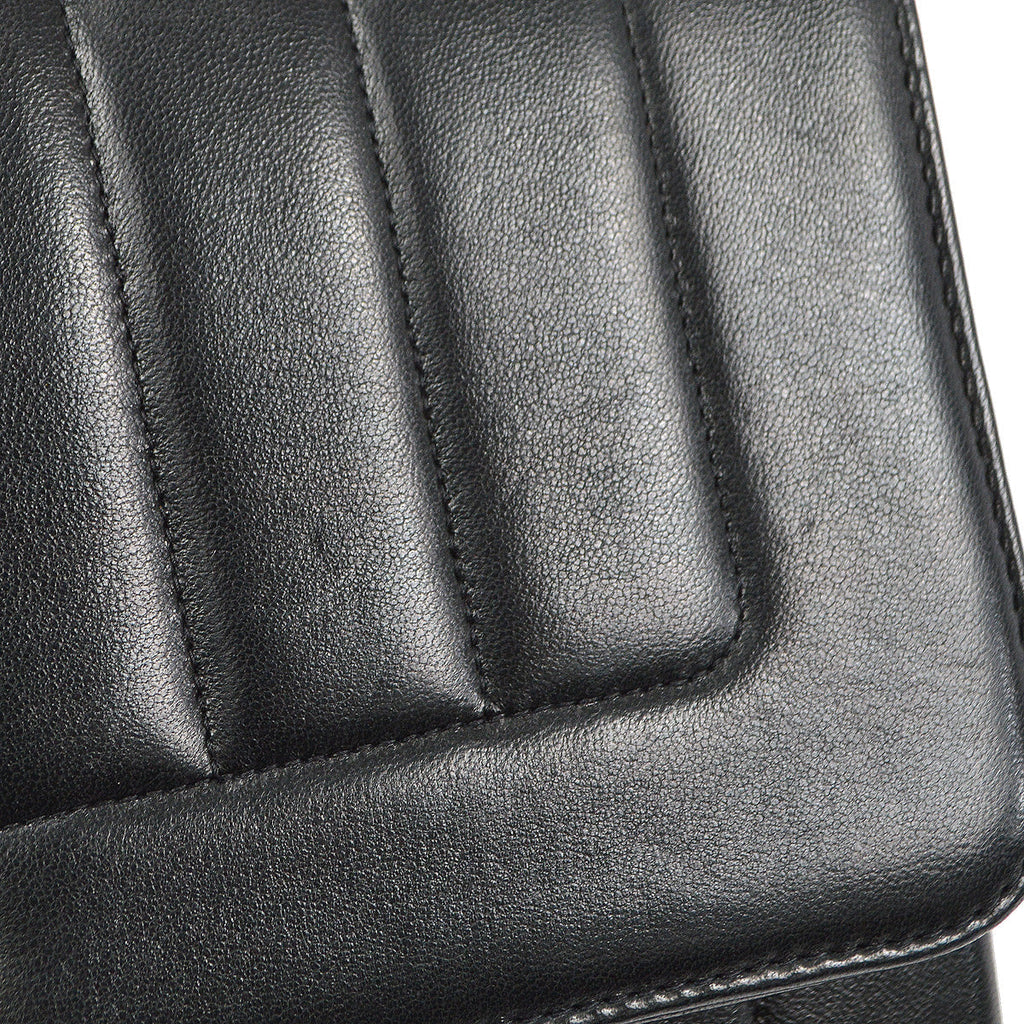 CHANEL 1991-1994 Border Flap Medium Black Lambskin 87935