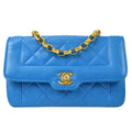 CHANEL * 1989-1991 Border Flap Mini Blue Lambskin 78426