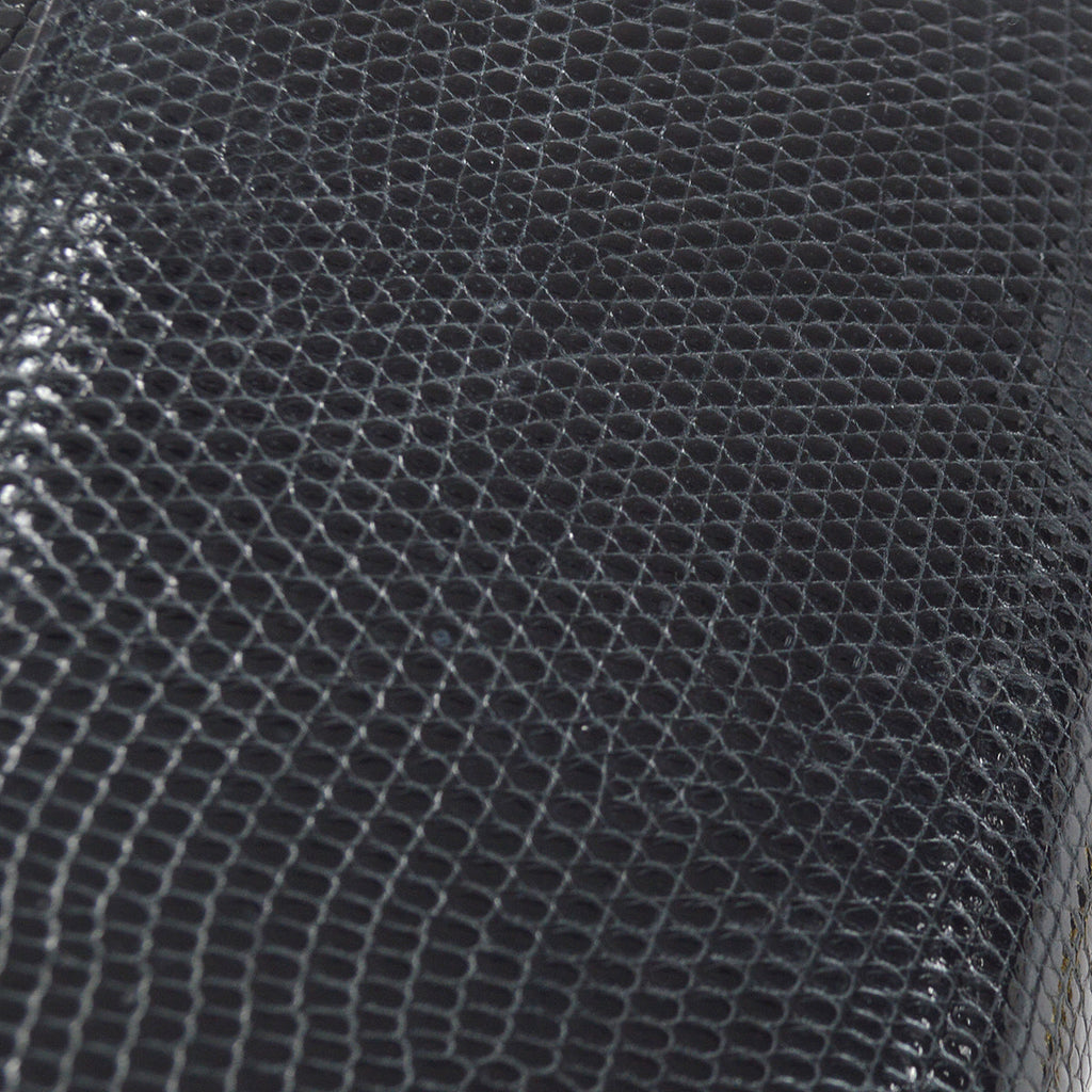 CHANEL * 1989-1991 Classic Square Flap 20 Black Lizard 87982