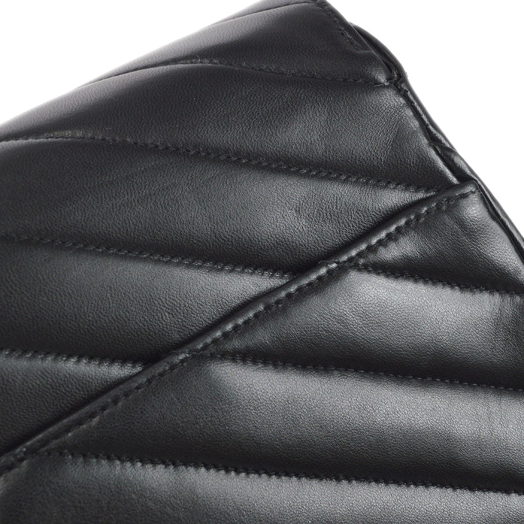 CHANEL * 1991-1994 Chevron Flap Medium Lambskin Black 97435