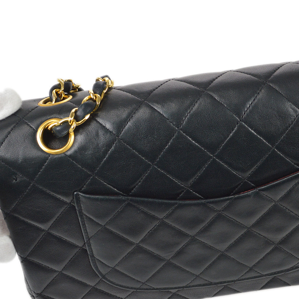 CHANEL 1986-1988 Classic Double Flap Medium Black Lambskin 97495