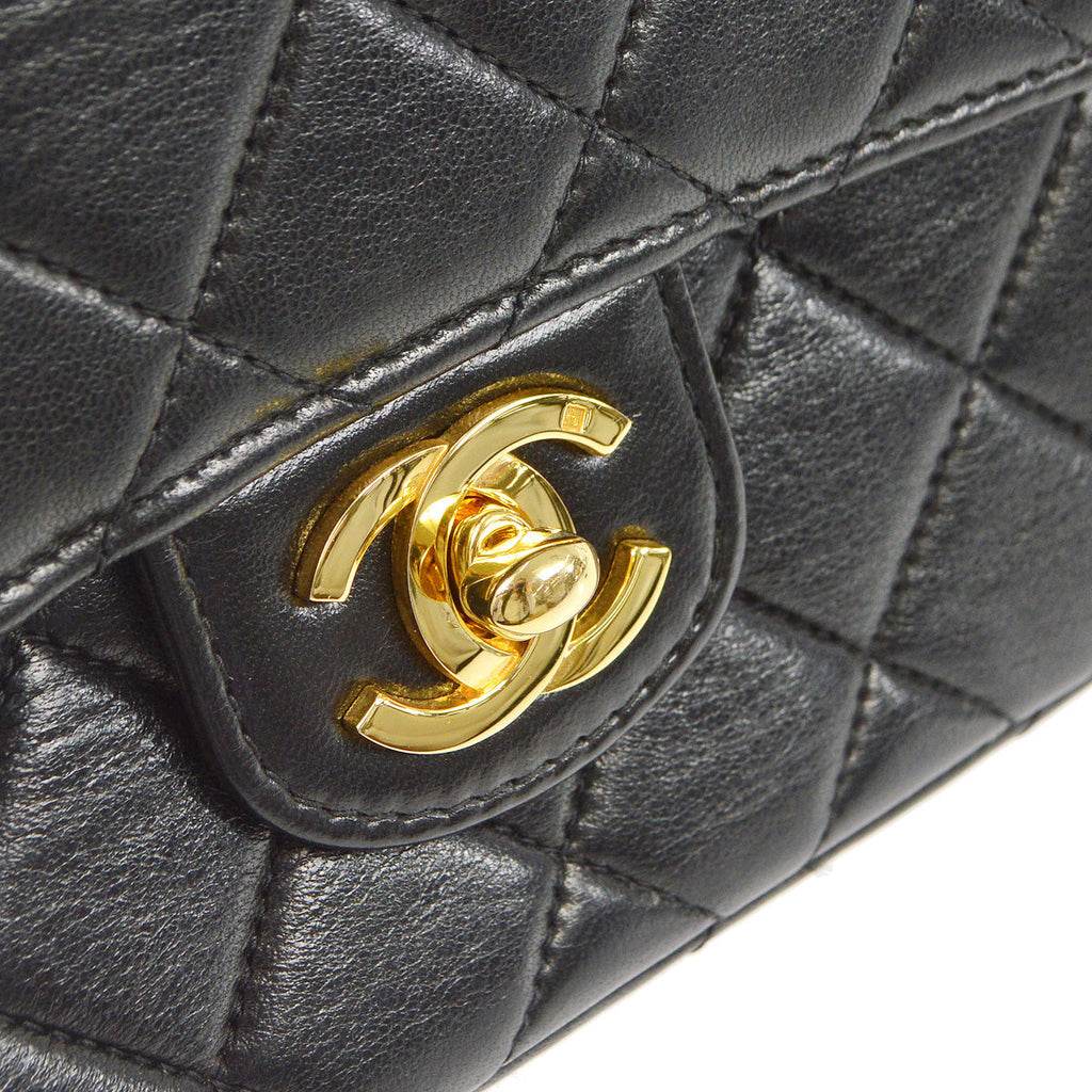 CHANEL Classic Flap Micro Handbag Black Lambskin 97677