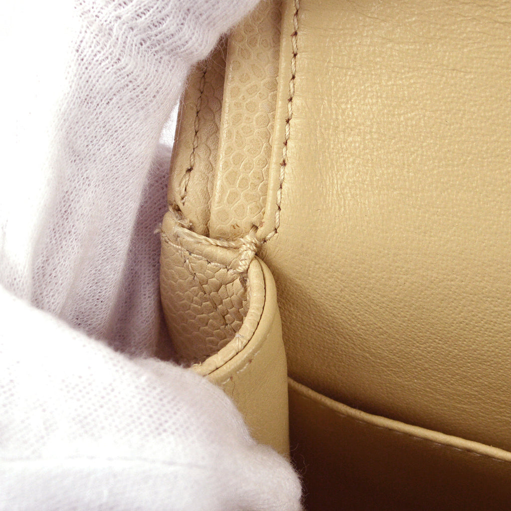 CHANEL 2004 -2005 Classic Double Flap Medium Beige Caviar 67705
