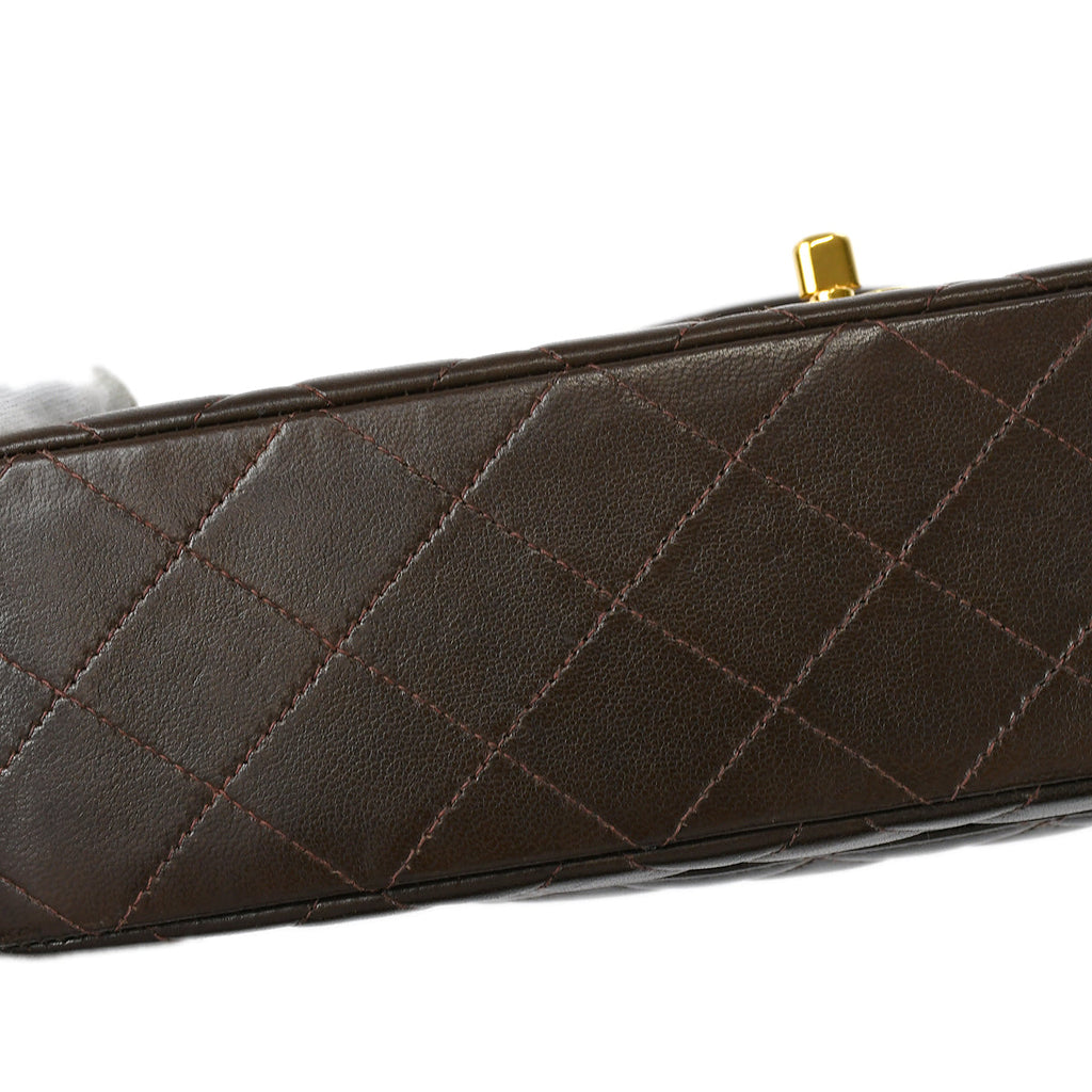 CHANEL 1994 Classic Flap Handbag Medium Brown Lambskin 67725