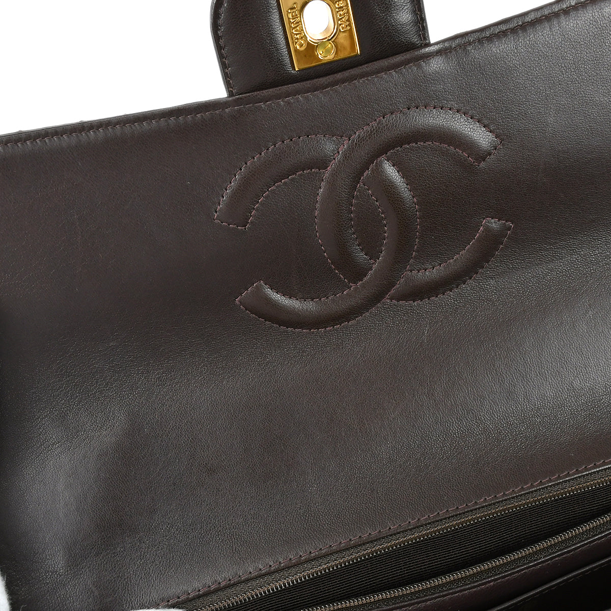 CHANEL 1994 Classic Flap Handbag Medium Brown Lambskin 67725
