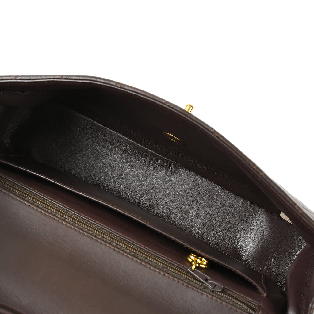 CHANEL 1994 Classic Flap Handbag Medium Brown Lambskin 67725
