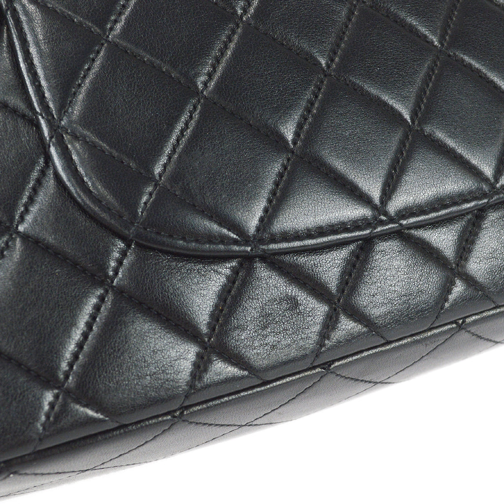 CHANEL 1994-1996 Classic Flap Handbag Medium Black Lambskin 97372
